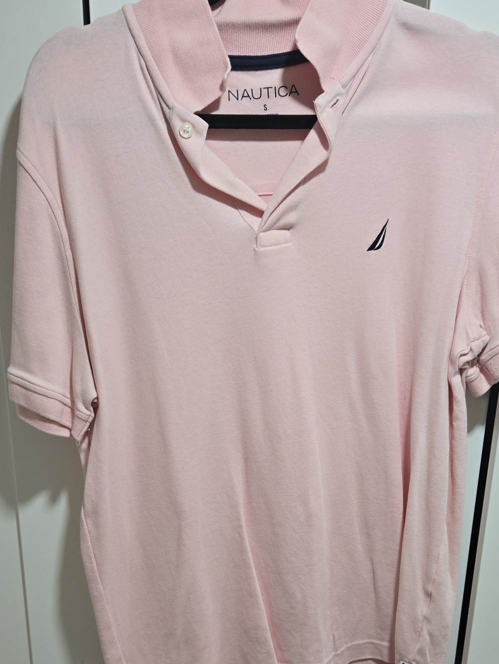 Nautica Light Pink Short-Sleeve Polo with Navy Logo